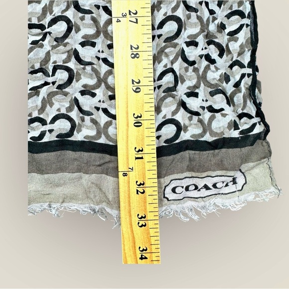 Logo Scarf Coach Signature Neutral Monogram Print Black/Grey/White - Picture 6 of 7